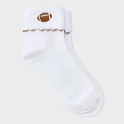 Women's Game Day Embroidered Football Pointelle Bobby Socks With Lettuce Edge Cuff - Wild Fable™ 21 Women's Game Day Embroidered Football Pointelle Bobby Socks With Lettuce Edge Cuff - Wild Fable™ -Trendy Wear Women Store GUEST 05c4853f 4314 443c 8350 59912ba7aaca