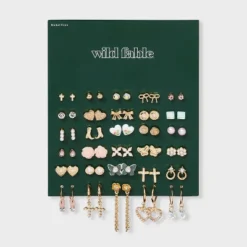 Butterfly Bows And Boots Multi Earring Set 30pc - Wild Fable™ Gold