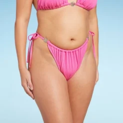 Women's Side-Tie Adjustable Extra High Leg Lurex Plisse Textured Bikini Bottom - Wild Fable™ -Trendy Wear Women Store GUEST 0b0d9f00 e87a 428e b805 f1f45f23d5d8