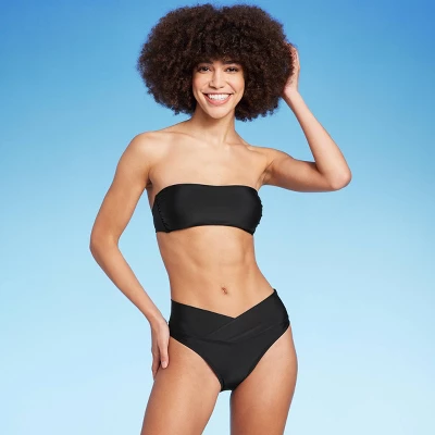 Women's Crossover High Leg Cheeky Mid-Rise Bikini Bottom - Wild Fable™ 2 Women's Crossover High Leg Cheeky Mid-Rise Bikini Bottom - Wild Fable™ - Image 2