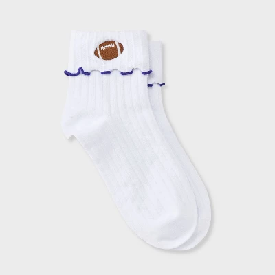 Women's Game Day Embroidered Football Pointelle Bobby Socks With Lettuce Edge Cuff - Wild Fable™ 12 Women's Game Day Embroidered Football Pointelle Bobby Socks With Lettuce Edge Cuff - Wild Fable™ - Image 12