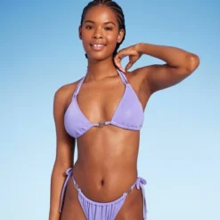 Women's Flower Charm Lurex Plisse Textured Triangle Bikini Top - Wild Fable™ -Trendy Wear Women Store GUEST 0bf20b16 5ddb 4f7f aa47 73e6aa5c38a4