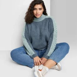 Women's Mock Turtleneck Boxy Pullover Sweater - Wild Fable™ -Trendy Wear Women Store GUEST 0da729d7 cc67 40a1 9363 59919c8df51b