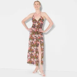 Women's Ruched Maxi Halter A-Line Dress - Wild Fable™ Assorted Pinks Floral -Trendy Wear Women Store GUEST 132f3dd0 a9cf 4a05 b880 52b7ee6f7b52