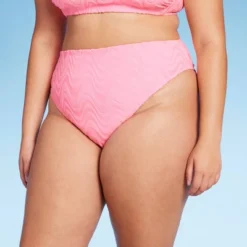 Women's Wavy Terry Textured High Leg Extra Cheeky Bikini Bottom - Wild Fable™ Light Pink -Trendy Wear Women Store GUEST 167c3c44 e86b 46ce 9abf 85b249f39067