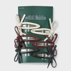 Leather Bow Salon Hair Clip Set 6pc - Wild Fable™ Browm/Black/White
