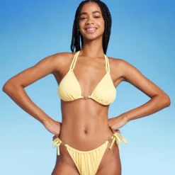 Women's Flower Charm Lurex Plisse Textured Triangle Bikini Top - Wild Fable™ -Trendy Wear Women Store GUEST 1b012d6b 2fa0 468a bd3b 85adc0457b7a