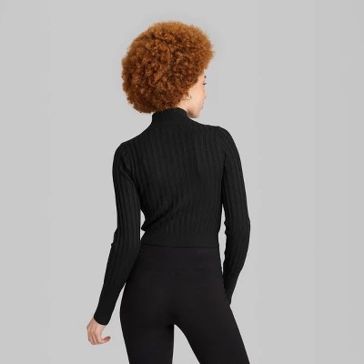 Women's Fitted Mock Turtleneck Zip-Up Cardigan - Wild Fable™ 2 Women's Fitted Mock Turtleneck Zip-Up Cardigan - Wild Fable™ - Image 2