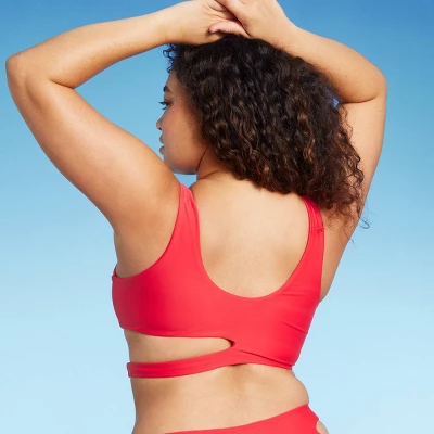 Women's Cut Out Longline Bralette Bikini Top - Wild Fable™ Red 4 Women's Cut Out Longline Bralette Bikini Top - Wild Fable™ Red - Image 4