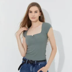 Women's Cap Sleeve Square Neck Rosette Top - Wild Fable™ Sage Green -Trendy Wear Women Store GUEST 2614ff2a 3e71 41d9 9e3a 6a94d1e20275
