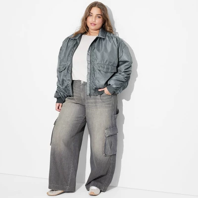 Women's Washed Nylon Bomber Jacket - Wild Fable™ Teal Blue 3 Women's Washed Nylon Bomber Jacket - Wild Fable™ Teal Blue - Image 3