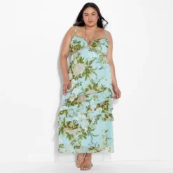 Women's Tie Front Ruffle Midi A-Line Dress - Wild Fable™ Blue -Trendy Wear Women Store GUEST 2a1ef3ff 9cbb 44dc 9aa4 910a9c2dbbd8