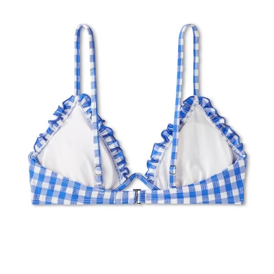 Women's Ruffle Trim Textured Underwire Bikini Top - Wild Fable™ Cobalt Blue Gingham Print 6 Women's Ruffle Trim Textured Underwire Bikini Top - Wild Fable™ Cobalt Blue Gingham Print - Image 6