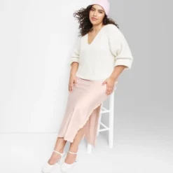 Women's Satin Lace Trim Midi Skirt - Wild Fable™ -Trendy Wear Women Store GUEST 351374e9 b80c 4b8c a993 5a1ec9a575df