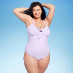 Women's Shirred Detail Underwire High Leg Extra Cheeky One Piece Swimsuit - Wild Fable™ Lilac Purple -Trendy Wear Women Store GUEST 3d3ee15c 1935 4198 9b56 4ce4e177d451