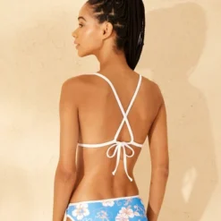 Women's Contrast Binding Triangle Bikini Top - Wild Fable⢠Blue Floral Print