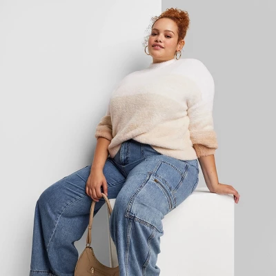 Women's Mock Turtleneck Fuzzy Boxy Pullover Sweater - Wild Fable™ 4 Women's Mock Turtleneck Fuzzy Boxy Pullover Sweater - Wild Fable™ - Image 4