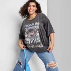 Women's Elbow Sleeve Oversized Graphic T-Shirt - Wild Fable™ -Trendy Wear Women Store GUEST 413c5ea4 8133 4cdc b1f7 5baf2932199f