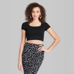 Women's Short Sleeve Square Neck Fitted Seamless T-Shirt - Wild Fable™