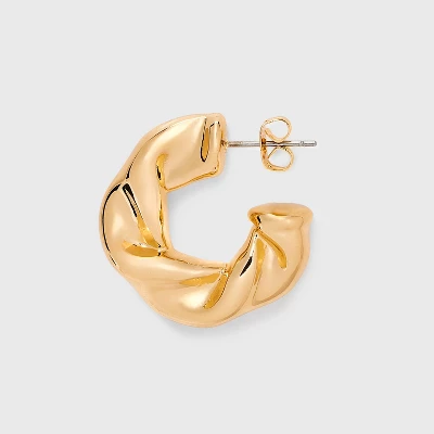 Wide And Chunky Twist Earring Set 3pc - Wild Fable™ Gold: Nickel-Free Metal, Clip-In Clasp, Hoop Style 2 Wide And Chunky Twist Earring Set 3pc - Wild Fable™ Gold: Nickel-Free Metal, Clip-In Clasp, Hoop Style - Image 2