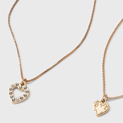 Texture Heart Charm Multi-Strand Necklace - Wild Fable™ Gold 2 Texture Heart Charm Multi-Strand Necklace - Wild Fable™ Gold - Image 2