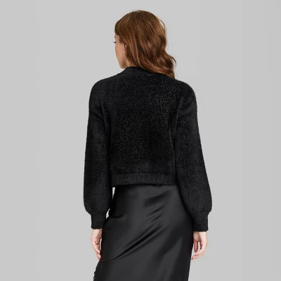 Women's Mock Turtleneck Fuzzy Boxy Pullover Sweater - Wild Fable™ 2 Women's Mock Turtleneck Fuzzy Boxy Pullover Sweater - Wild Fable™ - Image 2