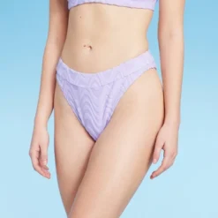Women's Wavy Terry Textured Mid-Waist Ultra High Leg Cheeky Bikini Bottom - Wild Fable™ Lilac Purple -Trendy Wear Women Store GUEST 4662ba71 55cb 4eb0 87ec 6877d007f114