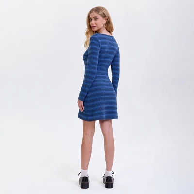 Women's Long Sleeve Mini Dress - Wild Fable™ Royal Blue Striped 1 Women's Long Sleeve Mini Dress - Wild Fable™ Royal Blue Striped