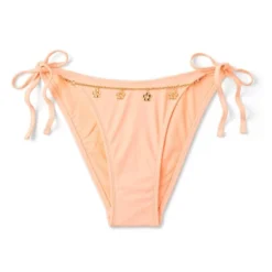 Women's Flower Chain Detail Side-Tie Scoop Cheeky High Leg Bikini Bottom - Wild Fable™ Peach -Trendy Wear Women Store GUEST 478604a4 5671 4eb9 b708 53080202b078