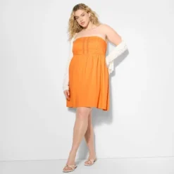Women's Pintuck Strapless Babydoll Dress - Wild Fable™ Orange 5 Women's Pintuck Strapless Babydoll Dress - Wild Fable™ Orange -Trendy Wear Women Store GUEST 4dc37b72 9883 47a9 aad6 0756ce67b7e0