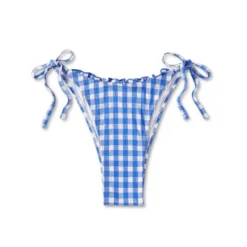 Women's Side-Tie Ultra High Leg Super Cheeky Bikini Bottom - Wild Fable™ Cobalt Blue Gingham Print -Trendy Wear Women Store GUEST 516be7a1 4105 4f24 b44c 1812f3565a4c