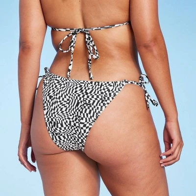 Women's Side-Tie Adjustable Coverage Ultra High Leg Bikini Bottom - Wild Fable™ Black/White Check Print 4 Women's Side-Tie Adjustable Coverage Ultra High Leg Bikini Bottom - Wild Fable™ Black/White Check Print - Image 4
