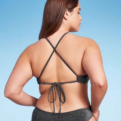 Women's High Next Halter Bralette Bikini Top - Wild Fable™ Black Lurex 4 Women's High Next Halter Bralette Bikini Top - Wild Fable™ Black Lurex - Image 4