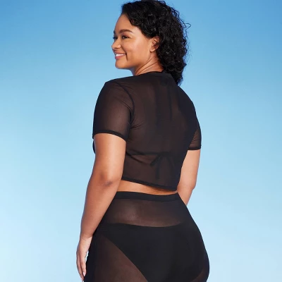 Women's Mesh Drawstring Ruched Cover Up Top - Wild Fable™ 3 Women's Mesh Drawstring Ruched Cover Up Top - Wild Fable™ - Image 3