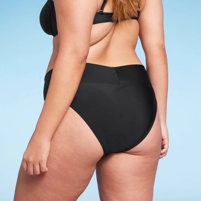 Women's Crossover High Leg Cheeky Mid-Rise Bikini Bottom - Wild Fable™ 1 Women's Crossover High Leg Cheeky Mid-Rise Bikini Bottom - Wild Fable™