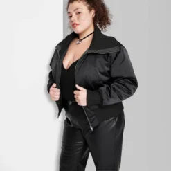 Women's Satin Bomber Jacket - Wild Fable™ -Trendy Wear Women Store GUEST 5a2e537b 386f 4b86 b4c1 4c96042aeab6