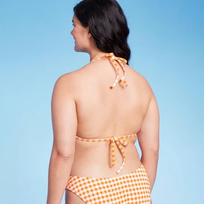 Women's Ruffle Detail Triangle Bikini Top - Wild Fable™ Orange Gingham 4 Women's Ruffle Detail Triangle Bikini Top - Wild Fable™ Orange Gingham - Image 4