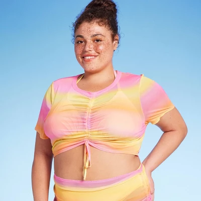 Women's Mesh Drawstring Ruched Cover Up Top - Wild Fable™ 6 Women's Mesh Drawstring Ruched Cover Up Top - Wild Fable™ - Image 6