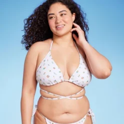 Women's Floral Print Strappy Triangle Bikini Top - Wild Fable™ White -Trendy Wear Women Store GUEST 623601bb 911c 4193 9089 d62d940e06f6