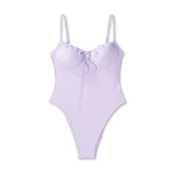 Women's Shirred Detail Underwire High Leg Extra Cheeky One Piece Swimsuit - Wild Fable™ Lilac Purple -Trendy Wear Women Store GUEST 643cc657 0676 492b 8d93 762fcf861d8e