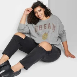 Women's Oversized Dream State Graphic Sweatshirt - Wild Fable™ Heather Gray -Trendy Wear Women Store GUEST 683aab3c 93ec 4664 91a6 f00d2c715ff1