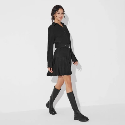 Women's Long Sleeve Suede Mini Shirtdress - Wild Fable™ 2 Women's Long Sleeve Suede Mini Shirtdress - Wild Fable™ - Image 2