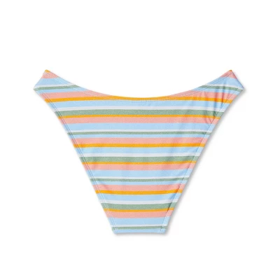 Women's High Leg Cheeky Bikini Bottom - Wild Fable™ Multi Lurex Striped 6 Women's High Leg Cheeky Bikini Bottom - Wild Fable™ Multi Lurex Striped - Image 6