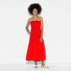 Women's Smocked Tiered Maxi A-Line Dress - Wild Fable™ Red