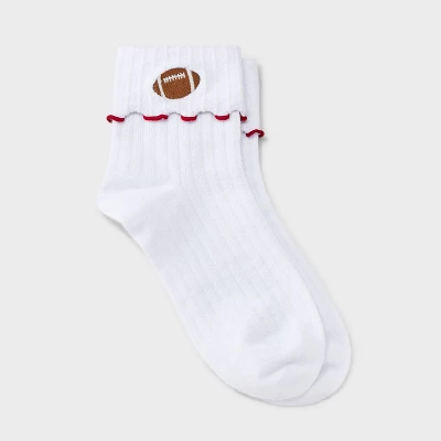 Women's Game Day Embroidered Football Pointelle Bobby Socks With Lettuce Edge Cuff - Wild Fable™ 13 Women's Game Day Embroidered Football Pointelle Bobby Socks With Lettuce Edge Cuff - Wild Fable™ - Image 13