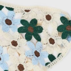 Knitted Flowers Headscarf - Wild Fable™ Ivory/Blue/Brown/Green: Floral Polyester Scarf For Fashion -Trendy Wear Women Store GUEST 728dd10a 45bb 44c4 a0ab caed3ccb1b2d