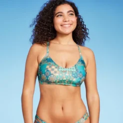 Women's Scoop Front Bralette Bikini Top - Wild Fable™ Blue Patchwork Print -Trendy Wear Women Store GUEST 72b23f93 76e2 4dc3 96ab f23f458e6968