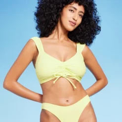 Women's Tie-Front Cap Sleeve Bralette Bikini Top - Wild Fable™ Light Yellow -Trendy Wear Women Store GUEST 75c1528c a308 4473 aff4 9d1b3a387d60