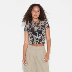 Women's Printed Cap Sleeve Ruff-Collar Blouse - Wild Fableā¢