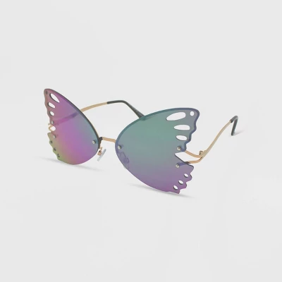 Women's Rimless Metal Butterfly Novelty Sunglasses - Wild Fable™ Green 1 Women's Rimless Metal Butterfly Novelty Sunglasses - Wild Fable™ Green